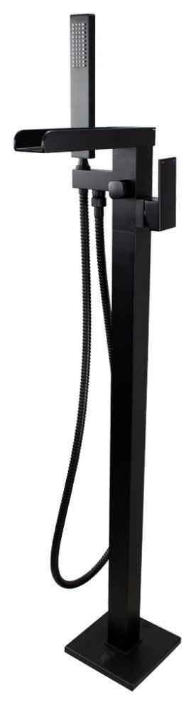 Transolid Roslyn Floor Mounted Tub Filler with Hand Shower, Matte Black