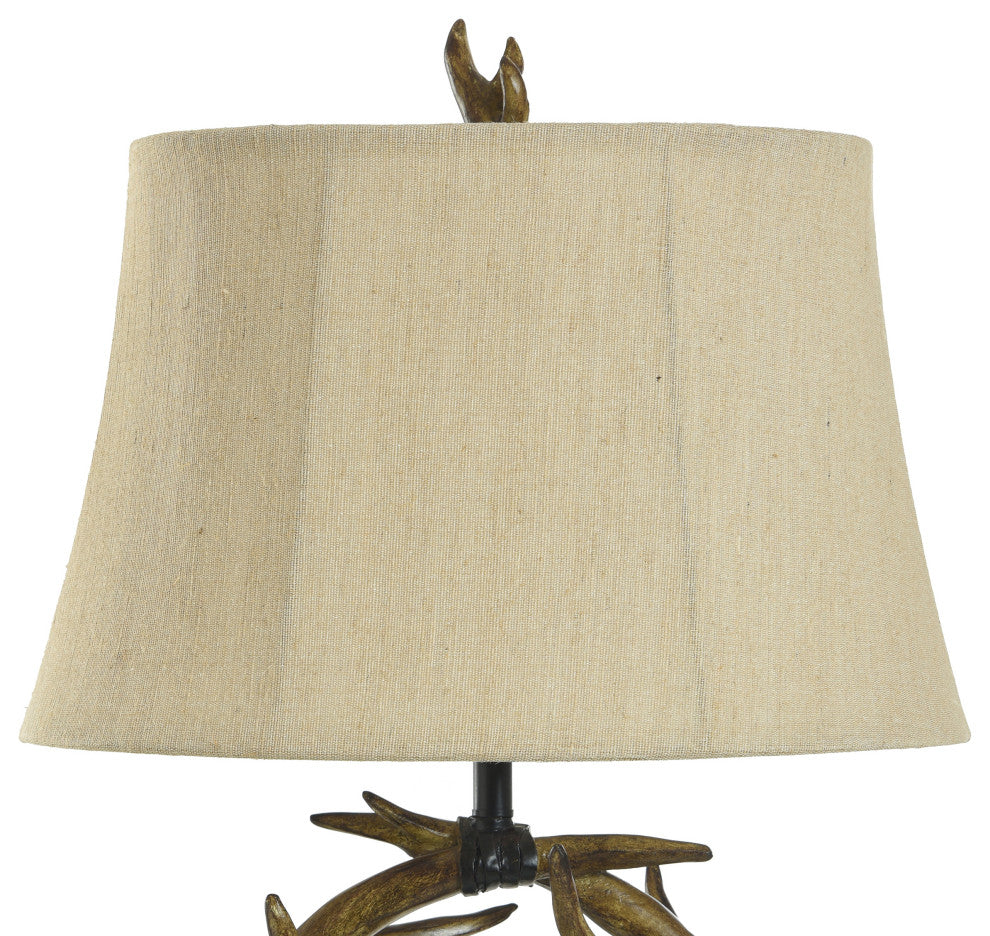 Antler Table Lamp with Custom Fabric Shade