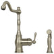 One-Handle Copper Widespread Kitchen Faucet with Side Sprayer, Brushed Nickel