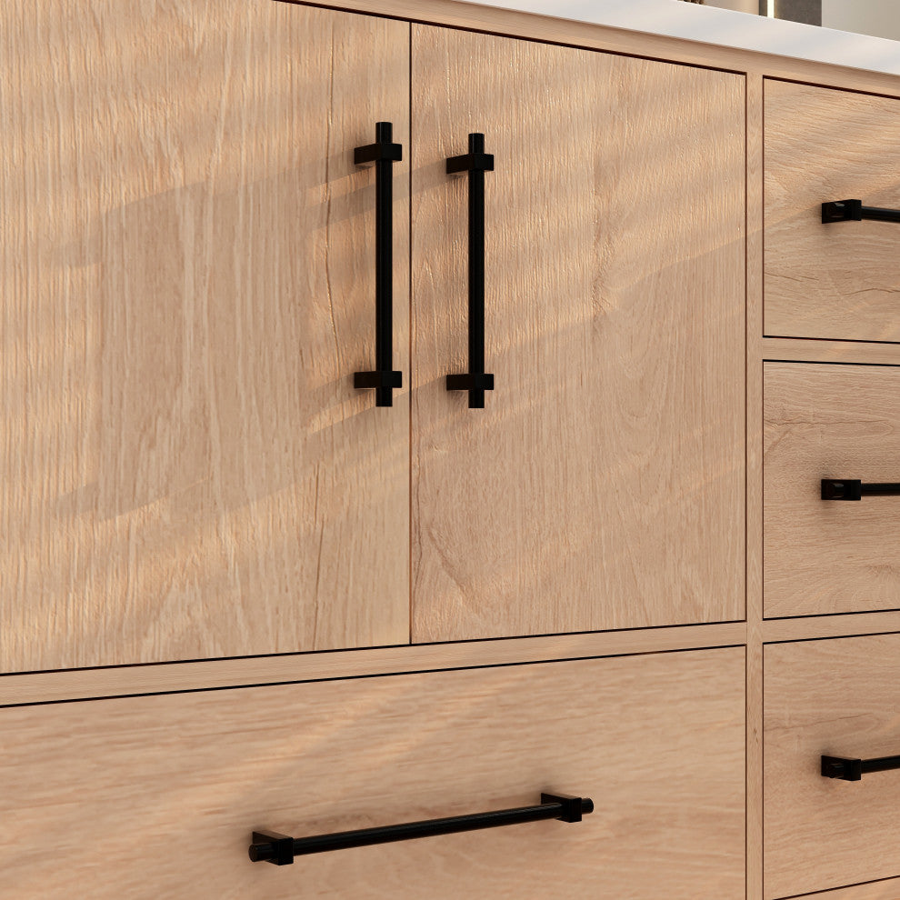 Victoria 84" Solid Wood Bath Vanity, Double Sink, Red Oak