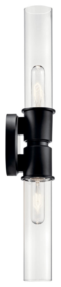 Aviv 24" 2 Light Wall Sconce With Clear Glass, Black