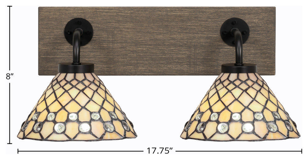 Oxbridge, Bath Bar, Matte Black & Painted Distressed Metal, 7" Starlight Glass