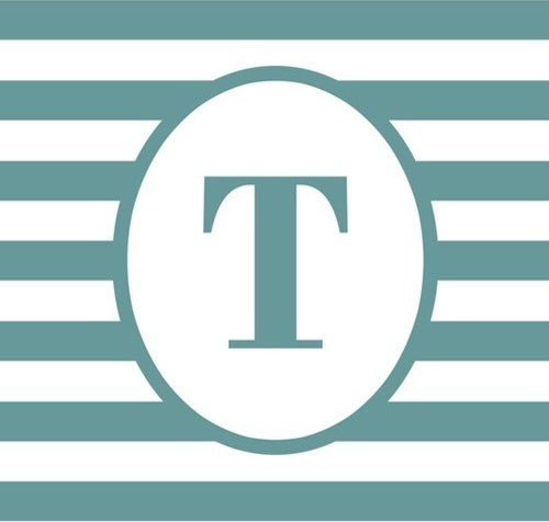 "Letter T - Striped Oval" Outdoor Pillow 20"x20"