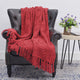 Cable Knitted Throw Blanket, Red, 60" X 80"
