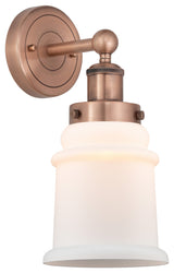 Canton 1-Light 6" Sconce, Antique Copper Finish, Matte White Shade