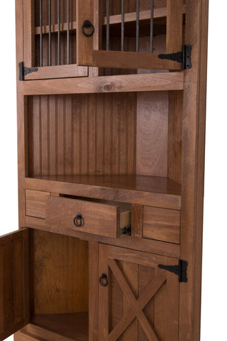 Farm House Corner Dinning Hutch/Buffet, Iron Ore