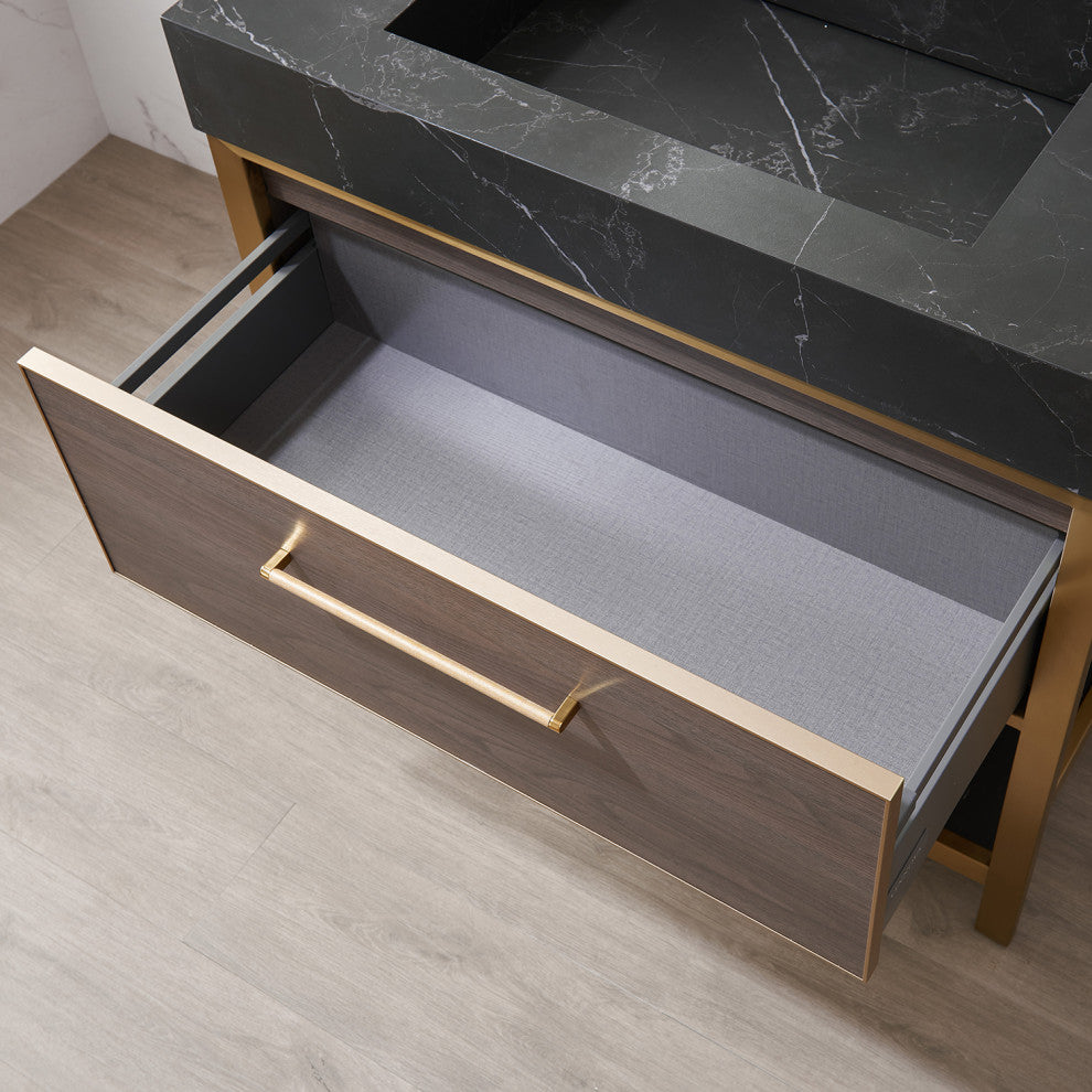 Segovia Bath Vanity with Sintered Stone Top, Suleiman Oak, 36", No Mirror