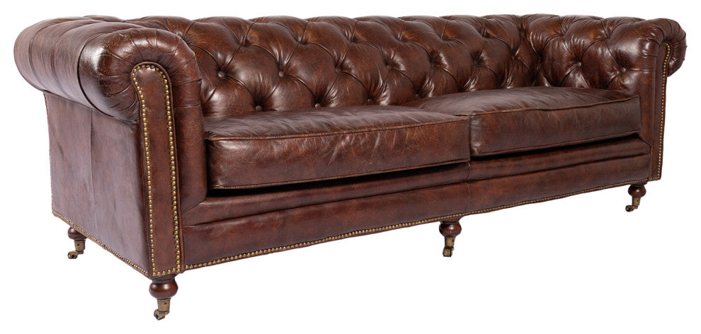 First of A Kind Birmingham Sofa Cappuccino Brown Leather
