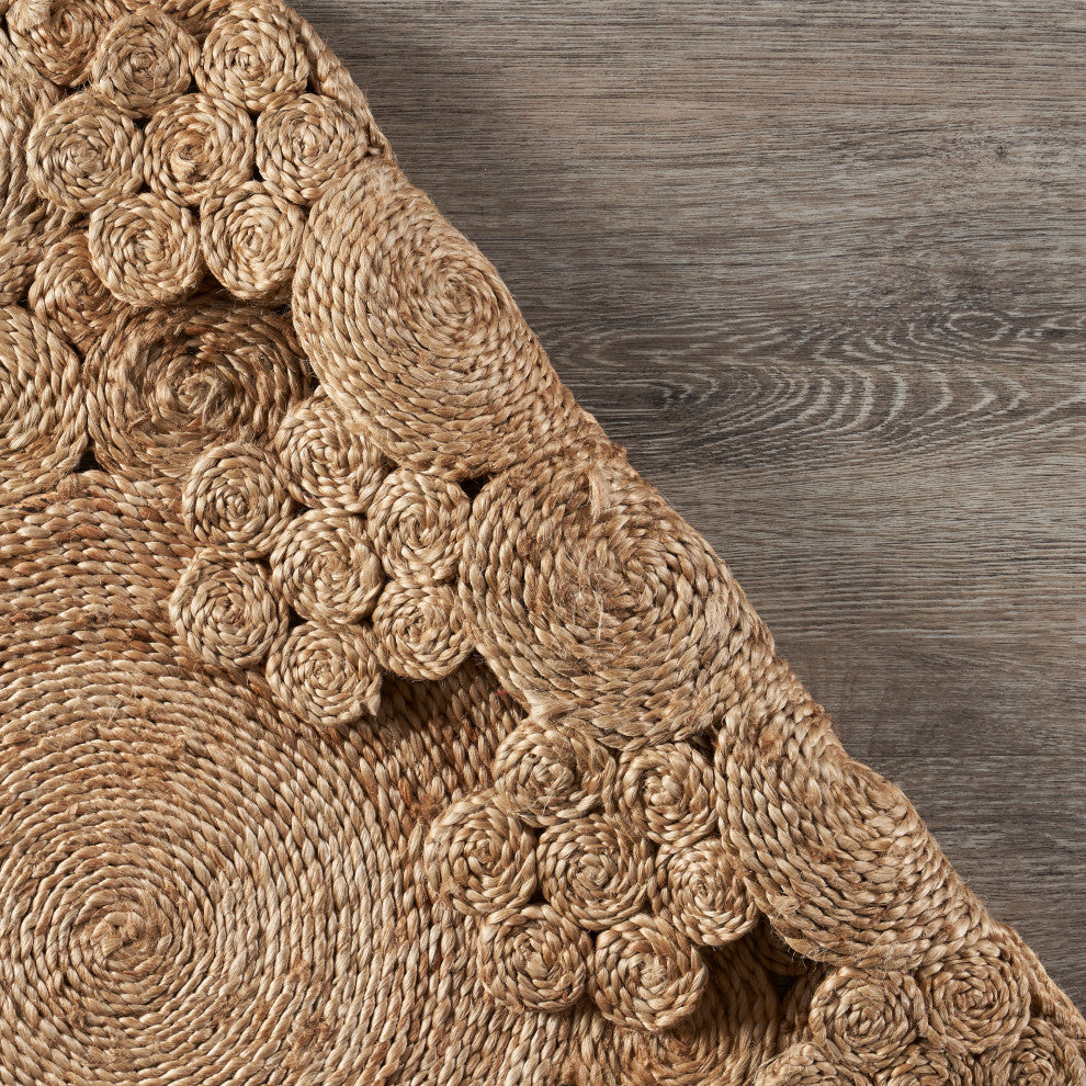 Dazzling Concentric Boutique Organic Jute Rug, 6' Round