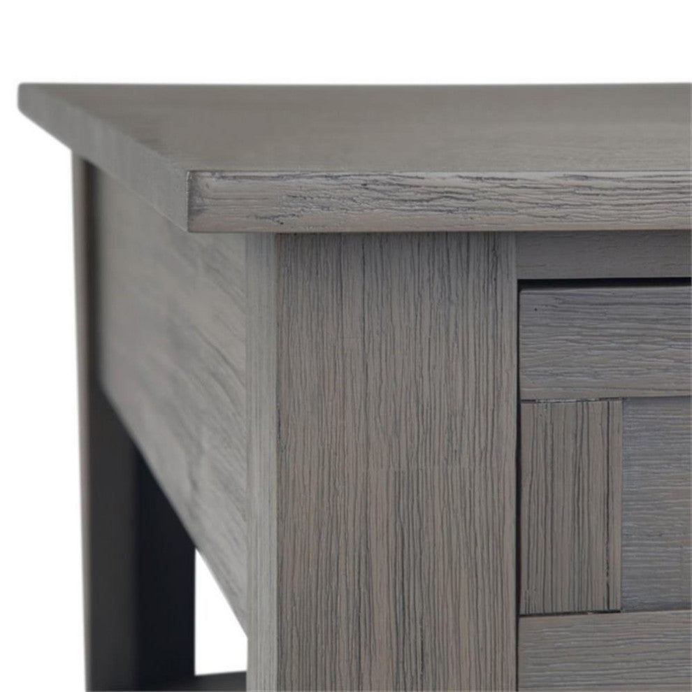 Monroe Solid Acacia Wood 38" Wide Square Rustic Coffee Table In Farmhouse Grey