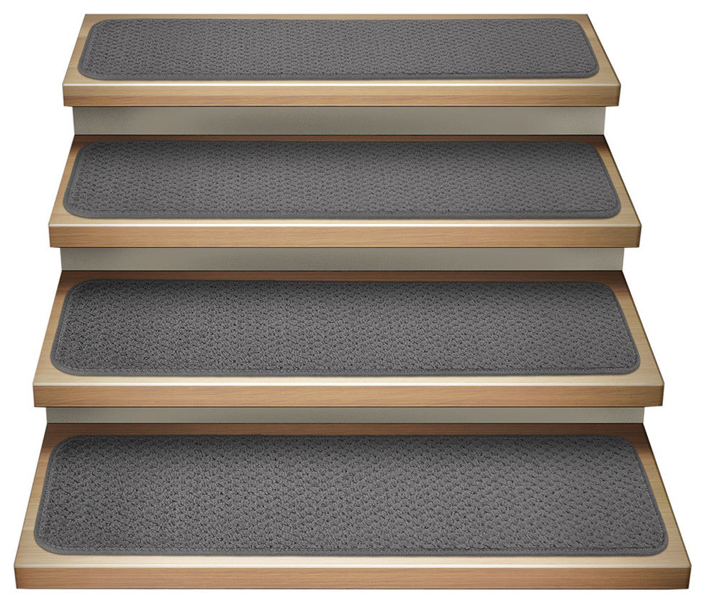 Set of 15 Attachable Carpet Stair Treads Gray, 9"x36"