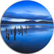Blue Clouds At Evening, Seascape Photo Round Metal Wall Art, 23"