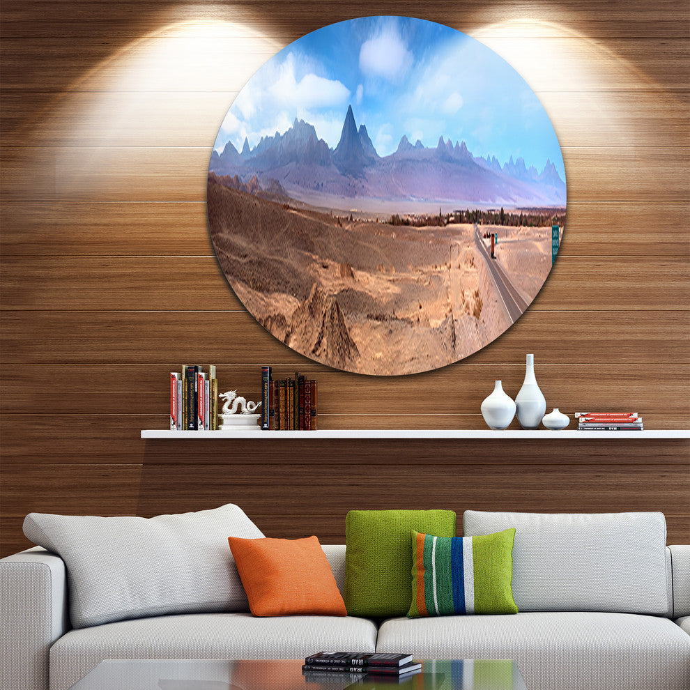 San Pedro De Atacama Chile Panorama, Cityscape Round Metal Artwork, 23"