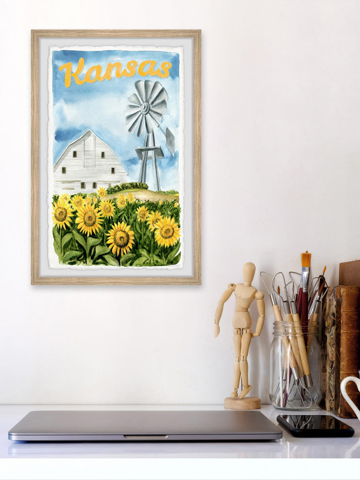 "Kansas Barn" Framed Painting Print, 16x24