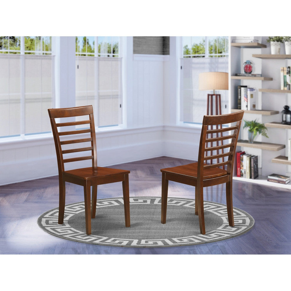 Milan Chair With Wood Seat Mahogany Finish Set of 2