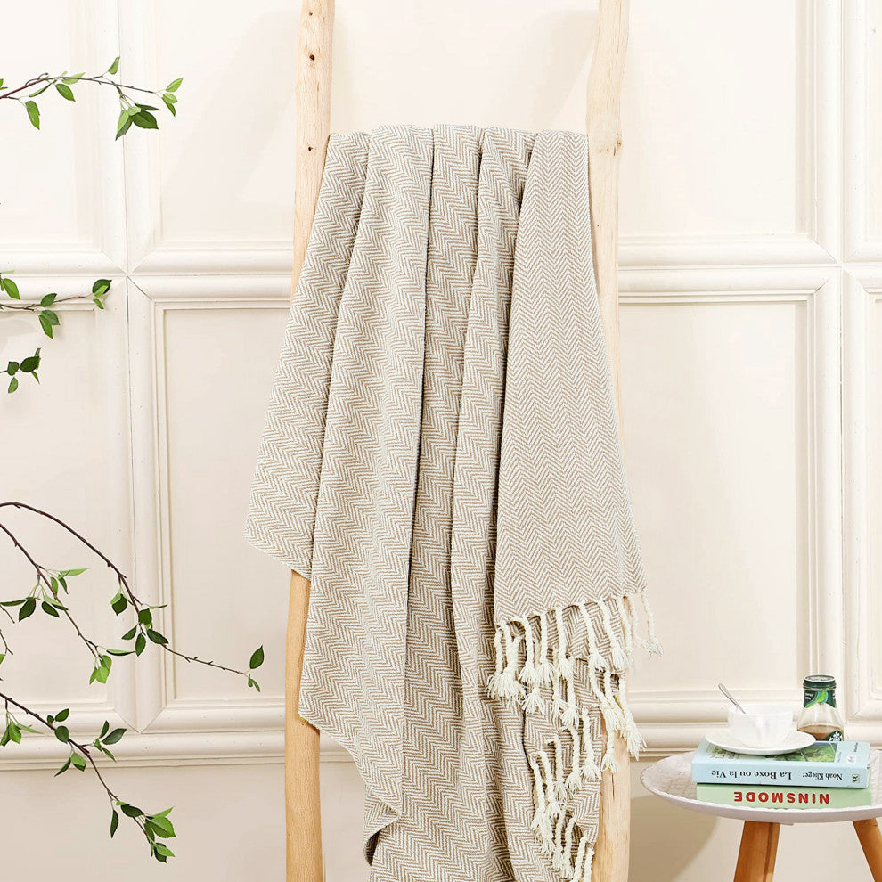 Chevron Knit Woven Throw Blanket, Amphora