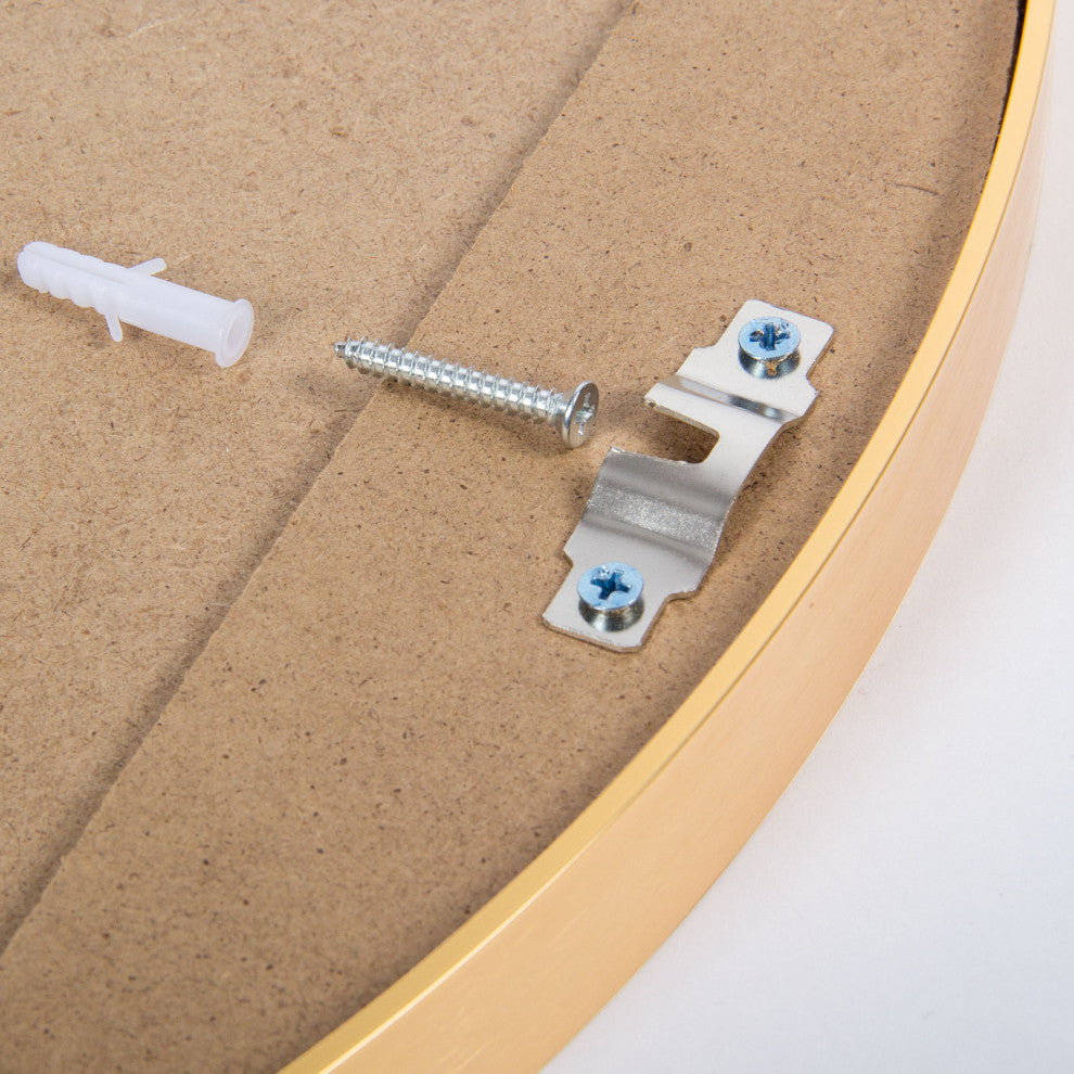 1.57" Wx31.5" H Round Framed Wall Mounted Bathroom Vanity Mirror, Brushed Gold