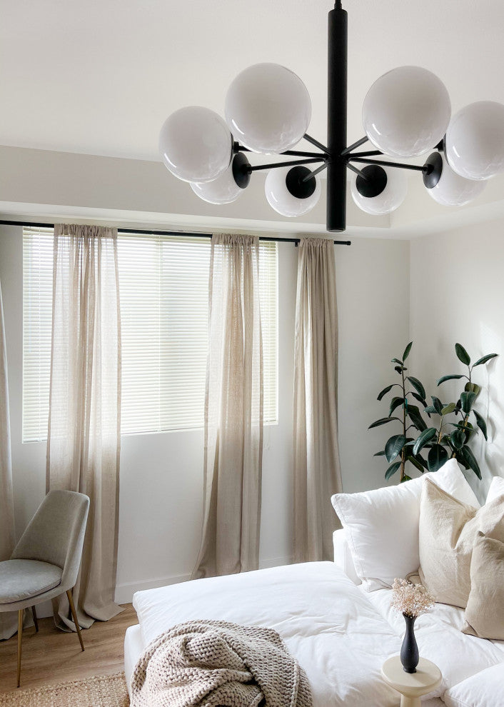 Stella 8-Light Chandelier, Old Bronze Finish, Opal Shiny Glass