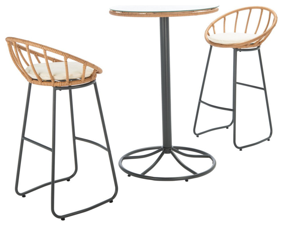 Safavieh Outdoor Lersa 3 Piece Lounger Set Natural/Beige