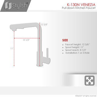 STYLISH Single Handle Pull Down Matte Black Kitchen Faucet