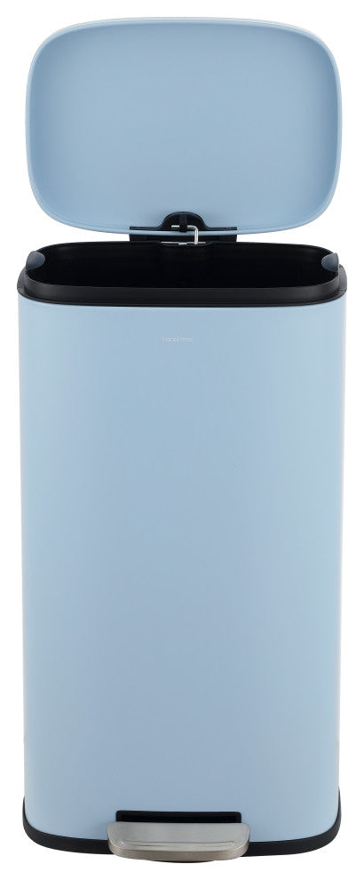 Connor 13-Gallon Trash Can With Soft-Close Lid and Mini Trash Can, Sky Blue