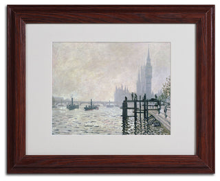 'The Thames Below Westminster' Matted Framed Canvas Art by Claude Monet