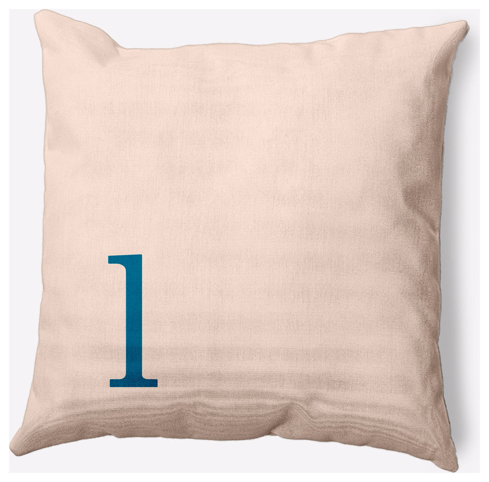 20" x 20" Modern Monogram Indoor/Outdoor Polyester Throw Pillow, Autumn Blue