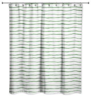 Painted Stripes Green 1 71x74 Shower Curtain