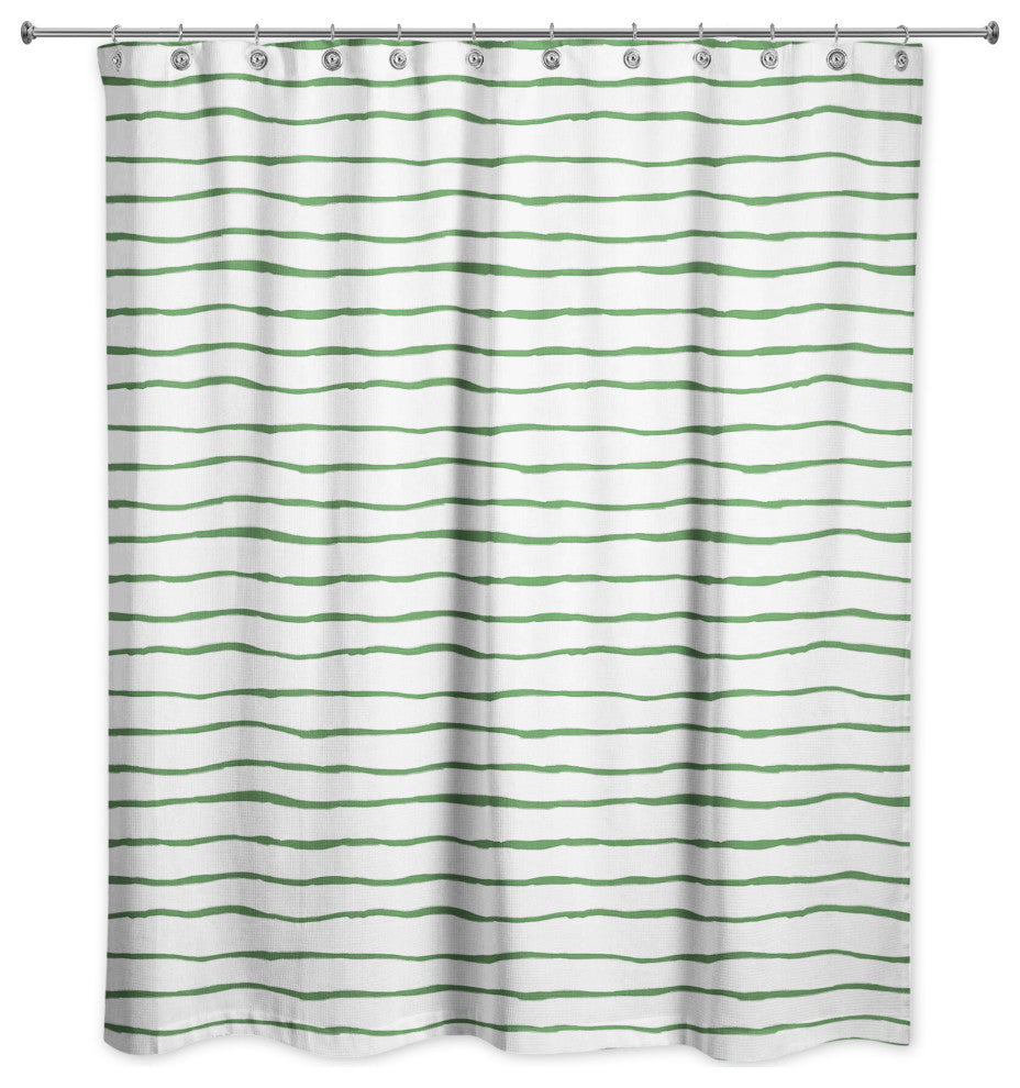 Painted Stripes Green 1 71x74 Shower Curtain