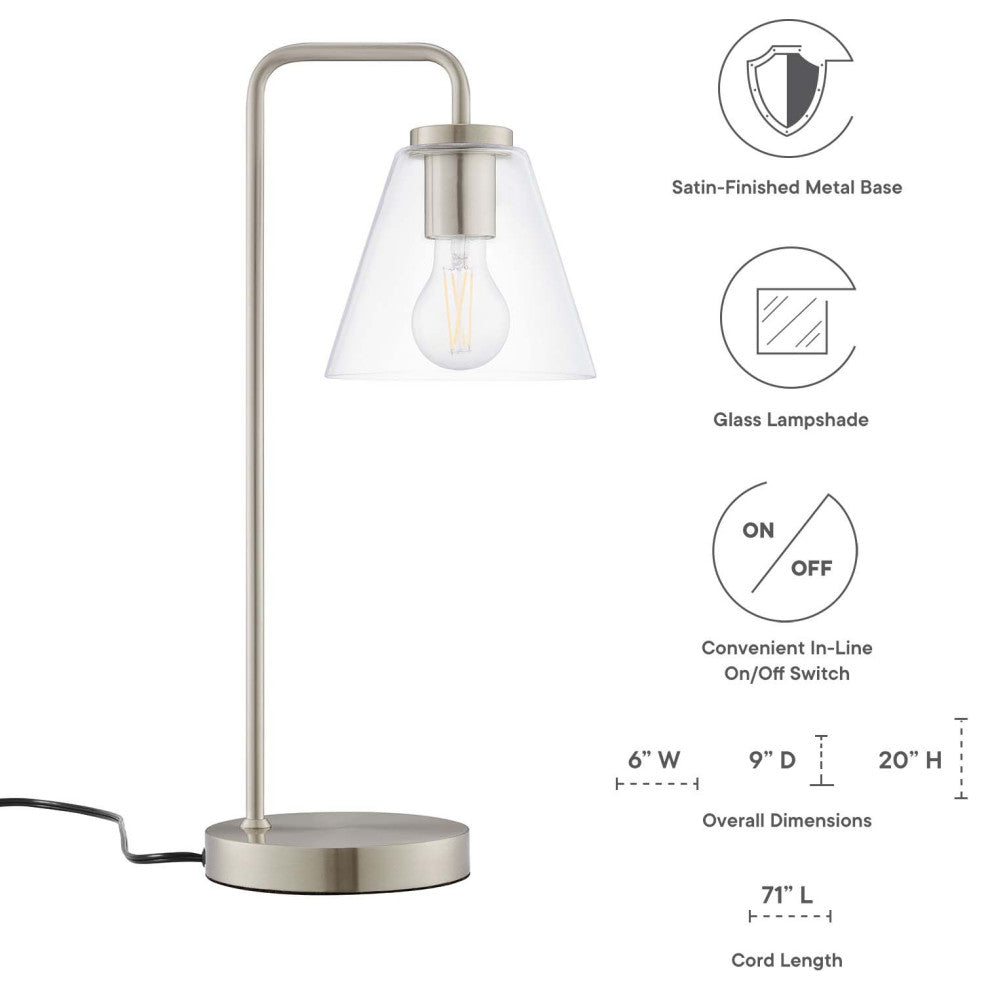Element Glass Table Lamp, Satin Nickel