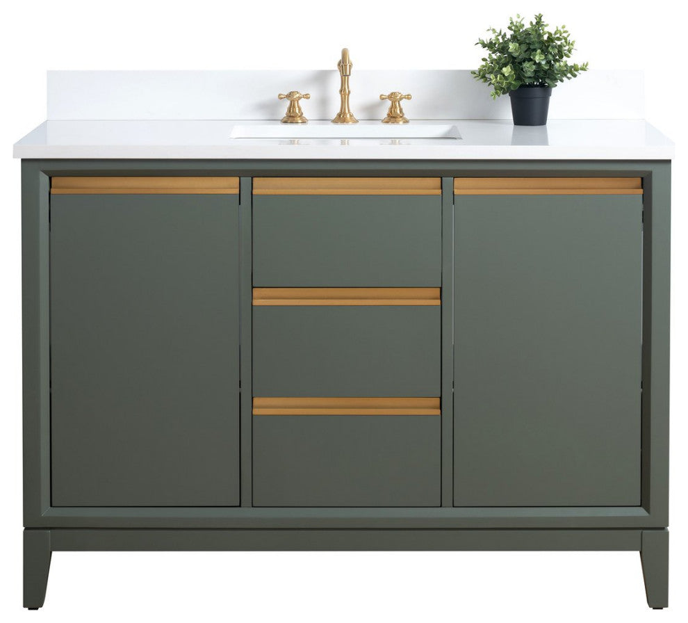 Vanity Art Bathroom Vanity With Sink, Vintage Green, 48" Single
