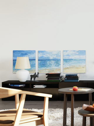 Deep Blue Sea Triptych, 54"x18"