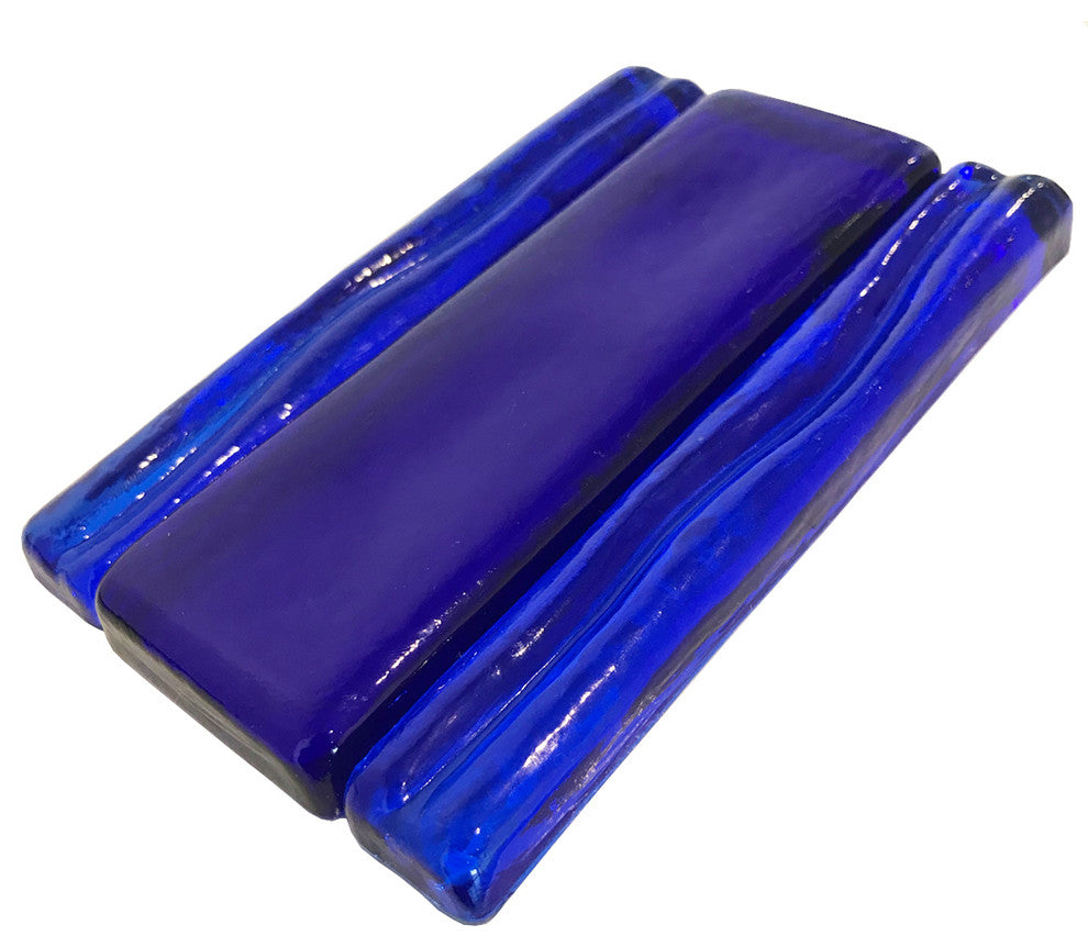 2x6 Field Tile Hand Poured Glass Tile, Cobalt