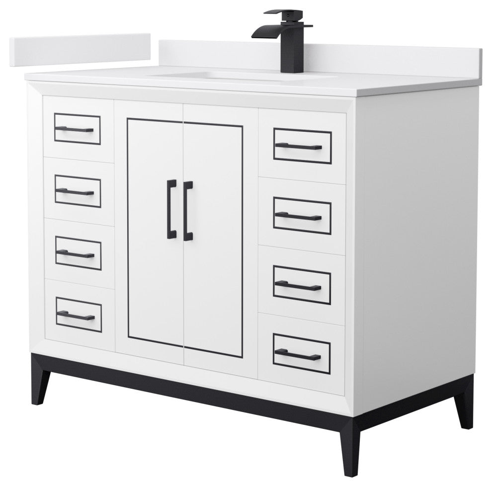 Marlena 42" Single Vanity, Cultured Top, Black Trim