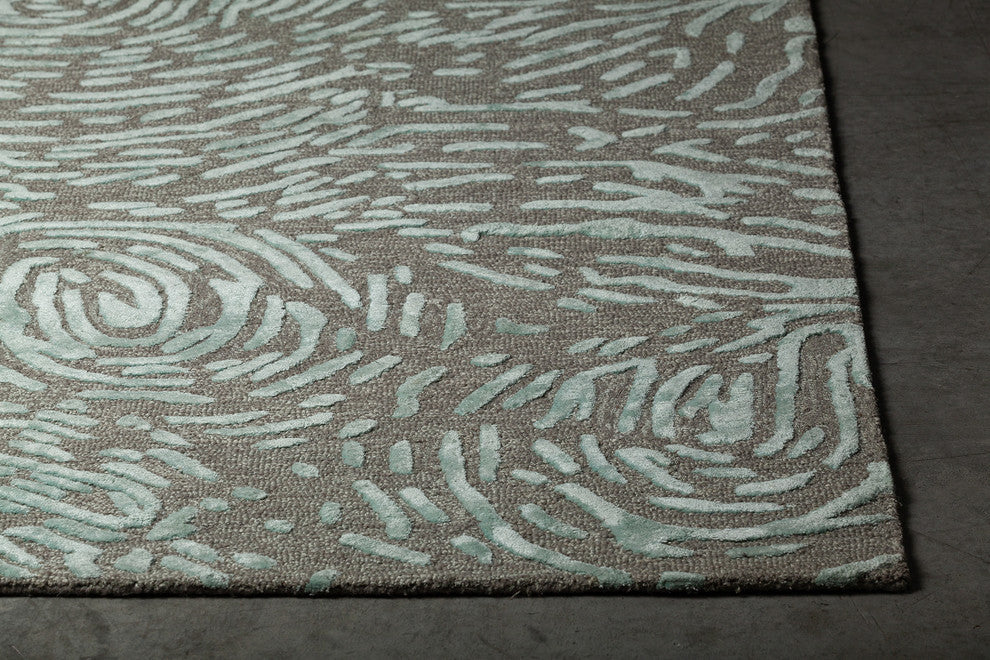 Hester Hand-Tufted Contemporary Rug, Gray/Blue, Rectangular 9'x13'