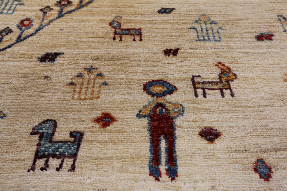 4' 0" X 6' 1" Persian Gabbeh Tribal Handmade Rug Q7942