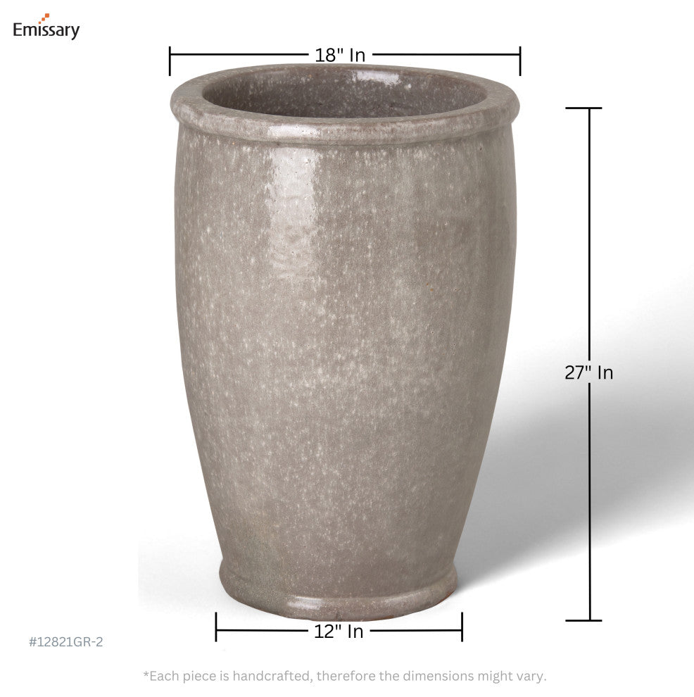 Round Planter, Gray Lg 18X27"H