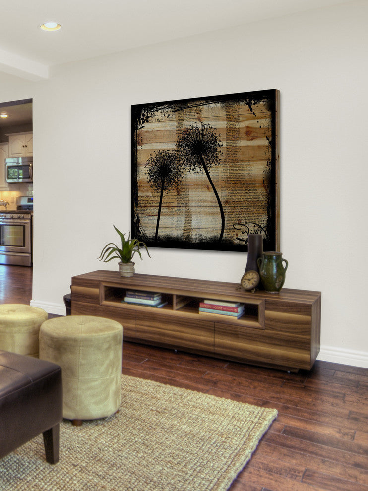 Marmont Hill, "Wish Dandy" by Vicki Butler Painting Print, Natural Pine Wood