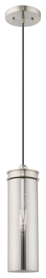Livex Art Glass 1 Light 5" Pendant Brushed Nickel