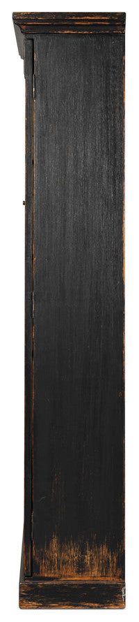 Edgar Allan Glass Doors Curio Bookcase Black