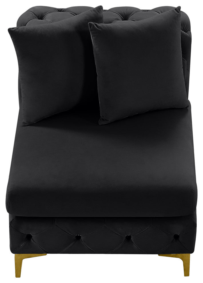 Tremblay Velvet Upholstered Armless Chair, Black