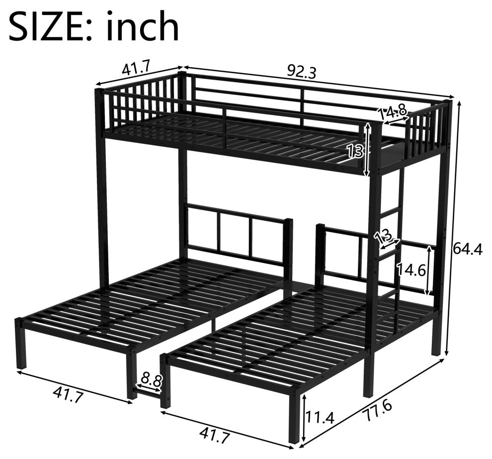 Gewnee Twin over Twin & Twin Bunk Beds for 3