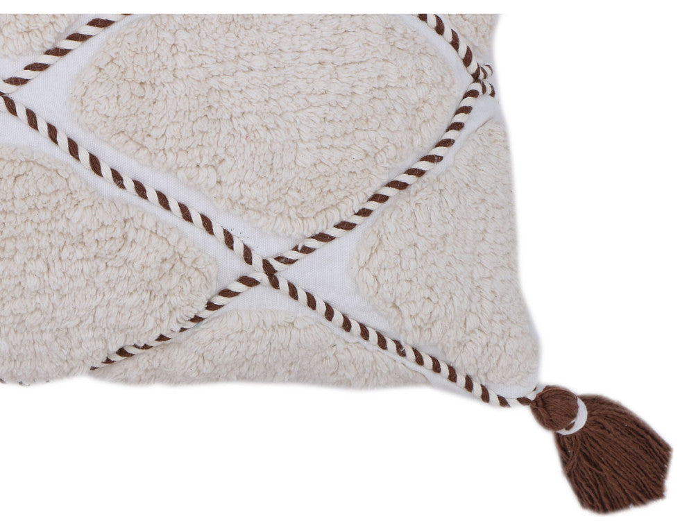 White Tuffted with Tassels Lynn Throw Pillow, 20" x 20"