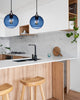 Blue Glass Pendant Light Globe Hanging Pendant Lamp for Kitchen