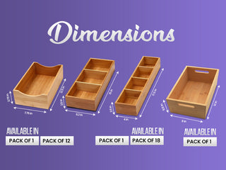 YBM HOME Bamboo 4 Compartment Organizer Tray for Drawers