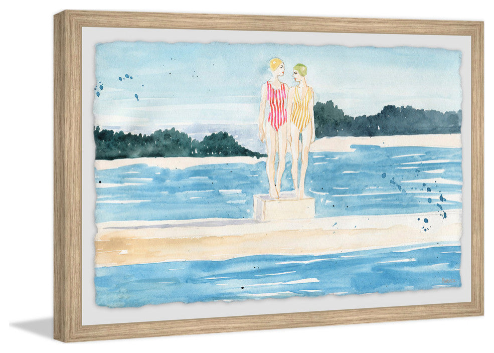 "Stripes Dive" Framed Painting Print, 30"x20"