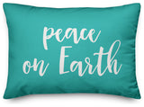 Peace On Earth, Teal 14x20 Lumbar Pillow