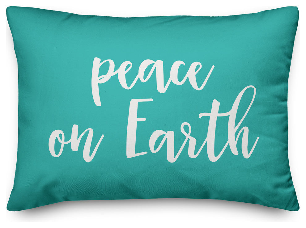 Peace On Earth, Teal 14x20 Lumbar Pillow
