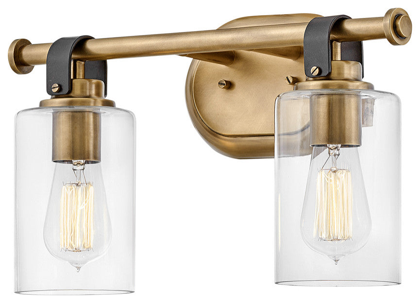 Hinkley Halstead Small Two Light Vanity, Heritage Brass
