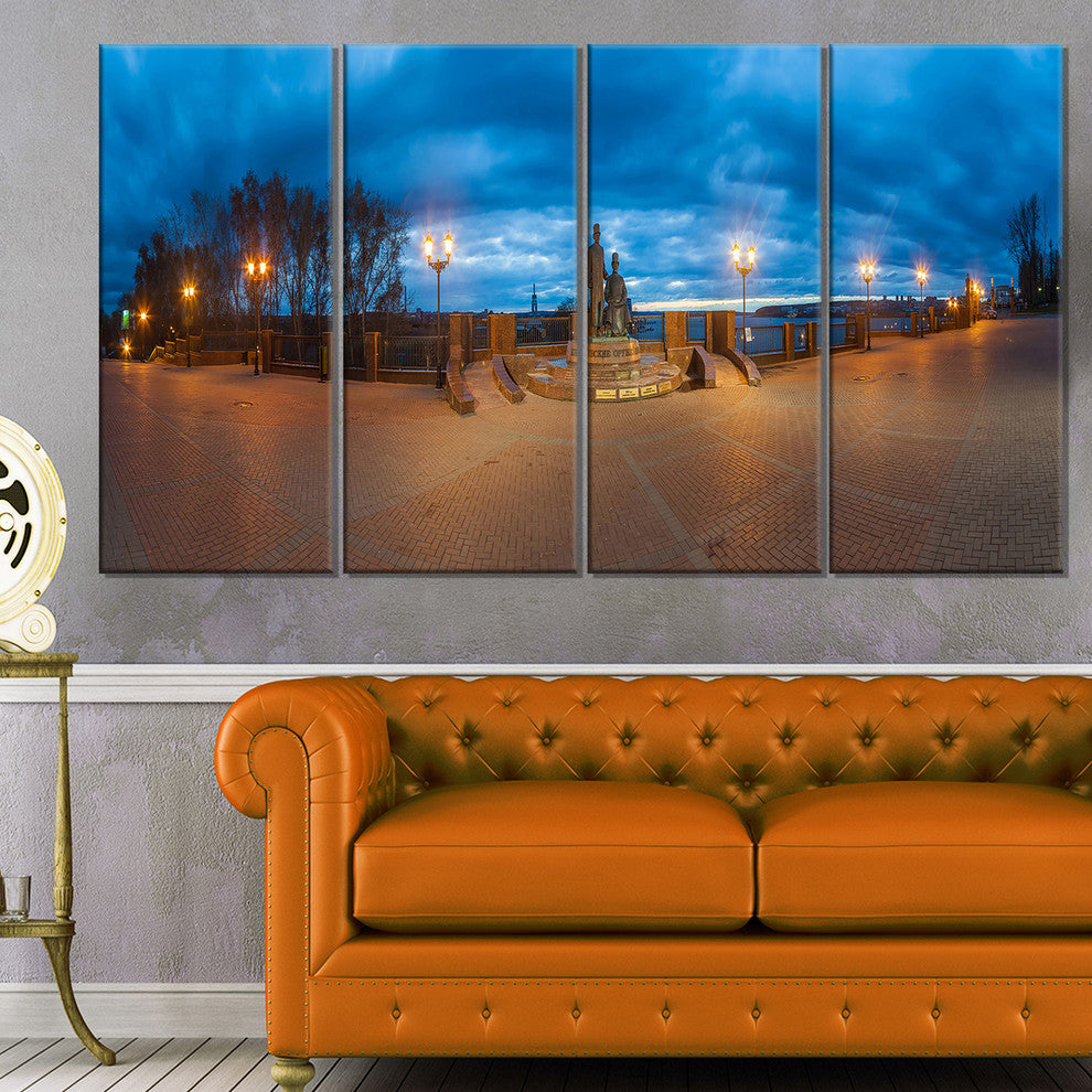 "Monument To Armories Panorama" Landscape Print Wall Artwork, 4 Panels, 48"x28"